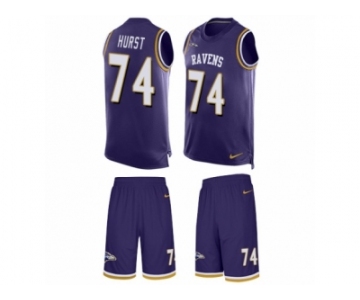 Men Nike Baltimore Ravens #74 James Hurst Limited Purple Tank Top Suit NFL Jersey