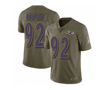 Men Nike Baltimore Ravens #92 Bronson Kaufusi Limited Olive 2017 Salute to Service NFL Jersey