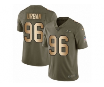Men Nike Baltimore Ravens #96 Brent Urban Limited Olive Gold Salute to Service NFL Jersey