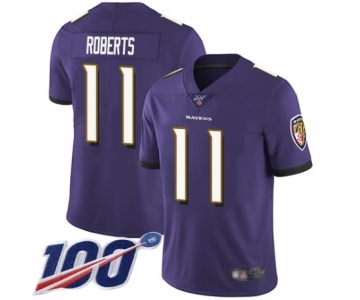 Men's Baltimore Ravens #11 Seth Roberts Purple Team Color Vapor Untouchable Limited Player 100th Season Football Jersey