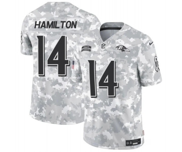Men's Baltimore Ravens #14 Kyle Hamilton 2024 F.U.S.E. Arctic Camo Salute to Service Limited Football Stitched Jersey