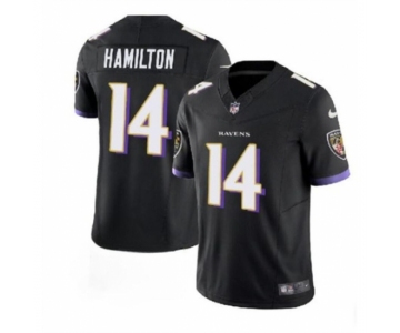 Men's Baltimore Ravens #14 Kyle Hamilton Black 2023 F.U.S.E. Vapor Limited Stitched Jersey