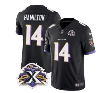 Men's Baltimore Ravens #14 Kyle Hamilton Black 2023 F.U.S.E With Patch Throwback Vapor Limited Stitched Jersey