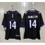 Men's Baltimore Ravens #14 Kyle Hamilton Black 2026 Alternate Vapor Limited Football Stitched Jersey Men's Baltimore Ravens #14 Kyle Hamilton Black 2026 Alternate Vapor Limited Football Stitched Jersey