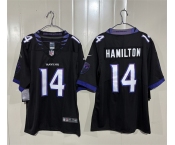 Men's Baltimore Ravens #14 Kyle Hamilton Black 2026 Alternate Vapor Limited Football Stitched Jersey Men's Baltimore Ravens #14 Kyle Hamilton Black 2026 Alternate Vapor Limited Football Stitched Jersey