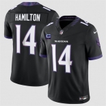Men's Baltimore Ravens #14 Kyle Hamilton Black 2026 With 1-Star C Patch F.U.S.E. Alternate Vapor Limited Football Stitched Jersey Men's Baltimore Ravens #14 Kyle Hamilton Black 2026 With 1-Star C Patch F.U.S.E. Alternate Vapor Limited Football Stitched Jersey