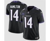 Men's Baltimore Ravens #14 Kyle Hamilton Black 2026 With 1-Star C Patch F.U.S.E. Alternate Vapor Limited Football Stitched Jersey