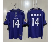 Men's Baltimore Ravens #14 Kyle Hamilton Purple 2026 Alternate Vapor Limited Football Stitched Jersey Men's Baltimore Ravens #14 Kyle Hamilton Purple 2026 Alternate Vapor Limited Football Stitched Jersey