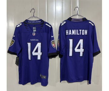 Men's Baltimore Ravens #14 Kyle Hamilton Purple 2026 Alternate Vapor Limited Football Stitched Jersey