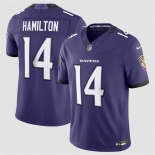 Men's Baltimore Ravens #14 Kyle Hamilton Purple 2026 F.U.S.E Vapor Stitched Limited Football Jersey