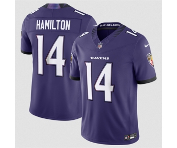 Men's Baltimore Ravens #14 Kyle Hamilton Purple 2026 F.U.S.E Vapor Stitched Limited Football Jersey