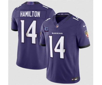 Men's Baltimore Ravens #14 Kyle Hamilton Purple 2026 With 1-Star C Patch F.U.S.E. Vapor Limited Football Stitched Jersey