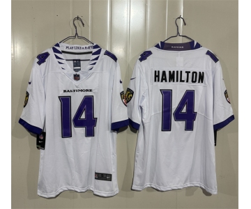 Men's Baltimore Ravens #14 Kyle Hamilton White 2026 Alternate Vapor Limited Football Stitched Jersey