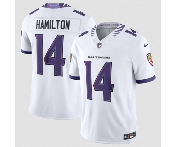Men's Baltimore Ravens #14 Kyle Hamilton White 2026 F.U.S.E. Stitched Vapor Limited Football Jersey