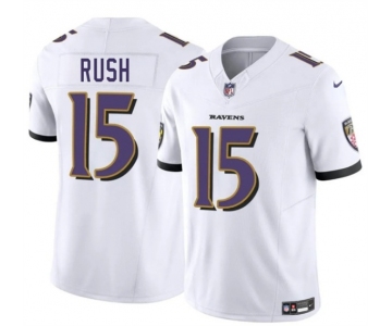 Men's Baltimore Ravens #15 Cooper Rush White 2025 F.U.S.E. Vapor Limited Football Jersey