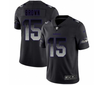 Men's Baltimore Ravens #15 Marquise Brown Limited Black Smoke Fashion Football Jersey