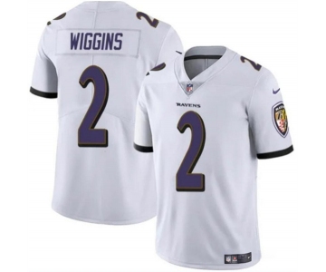 Men's Baltimore Ravens #2 Nate Wiggins White 2024 Draft Vapor Limited Football Jersey