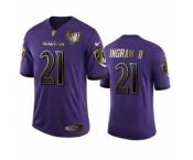 Men's Baltimore Ravens #21 Mark Ingram II Purple Team 25th Season Golden Limited Football Jersey