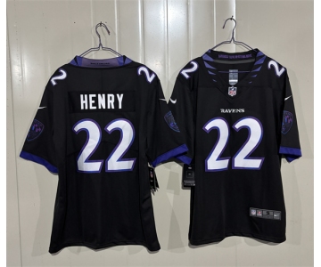 Men's Baltimore Ravens #22 Derrick Henry Black 2026 Alternate Vapor Limited Football Stitched Jersey