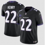 Men's Baltimore Ravens #22 Derrick Henry Black 2026 With 1-Star C Patch F.U.S.E. Alternate Vapor Limited Football Stitched Jersey