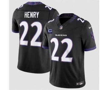 Men's Baltimore Ravens #22 Derrick Henry Black 2026 With 1-Star C Patch F.U.S.E. Alternate Vapor Limited Football Stitched Jersey