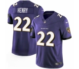 Men's Baltimore Ravens #22 Derrick Henry Purple 2023 F.U.S.E. Vapor Limited Football Stitched Jersey
