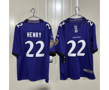 Men's Baltimore Ravens #22 Derrick Henry Purple 2026 Alternate Vapor Limited Football Stitched Jersey