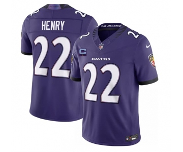 Men's Baltimore Ravens #22 Derrick Henry Purple 2026 With 1-Star C Patch F.U.S.E. Vapor Limited Football Stitched Jersey