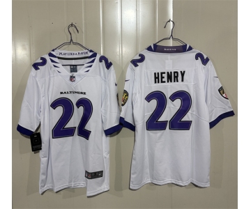 Men's Baltimore Ravens #22 Derrick Henry White 2026 Alternate Vapor Limited Football Stitched Jersey