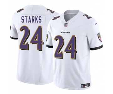 Men's Baltimore Ravens #24 Malaki Starks White 2025 Draft F.U.S.E. Vapor Limited Football Jersey