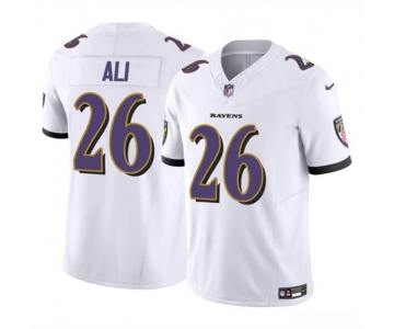 Men's Baltimore Ravens #26 Rasheen Ali White 2025 F.U.S.E. Vapor Limited Football Jersey
