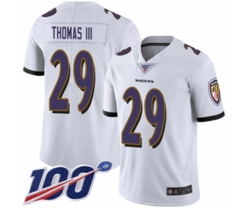 Men's Baltimore Ravens #29 Earl Thomas III White Vapor Untouchable Limited Player 100th Season Football Jersey