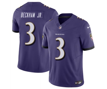 Men's Baltimore Ravens #3 Odell Beckham Jr. Purple 2023 F.U.S.E. Vapor Untouchable Stitched Jersey