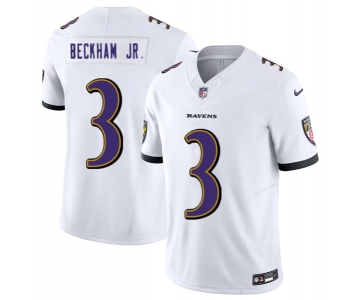 Men's Baltimore Ravens #3 Odell Beckham Jr. White 2023 F.U.S.E. Vapor Untouchable Stitched Jersey