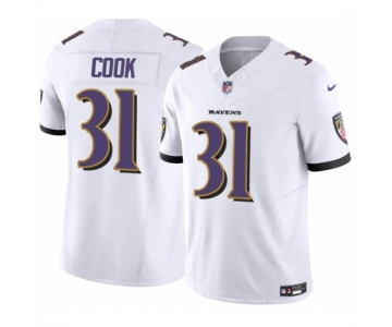 Men's Baltimore Ravens #31 Dalvin Cook White 2024 F.U.S.E. Vapor Limited Football Stitched Jersey