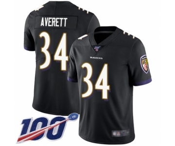 Men's Baltimore Ravens #34 Anthony Averett Black Alternate Vapor Untouchable Limited Player 100th Season Football Jersey