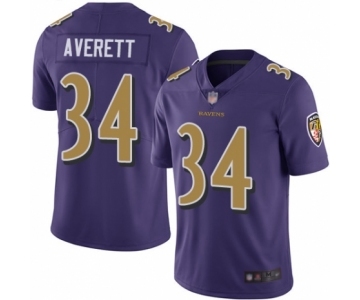 Men's Baltimore Ravens #34 Anthony Averett Limited Purple Rush Vapor Untouchable Football Jersey