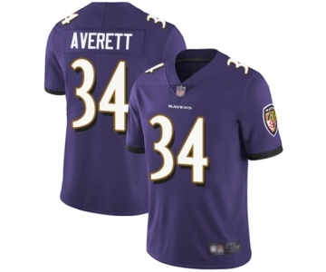 Men's Baltimore Ravens #34 Anthony Averett Purple Team Color Vapor Untouchable Limited Player Football Jersey