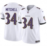 Men's Baltimore Ravens #34 Keaton Mitchell White 2025 F.U.S.E. Vapor Limited Football Jersey