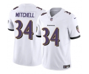 Men's Baltimore Ravens #34 Keaton Mitchell White 2025 F.U.S.E. Vapor Limited Football Jersey