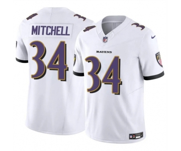 Men's Baltimore Ravens #34 Keaton Mitchell White 2025 F.U.S.E. Vapor Limited Football Jersey