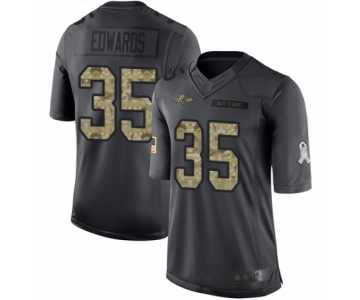 Men's Baltimore Ravens #35 Gus Edwards Limited Black 2016 Salute to Service Football Jersey