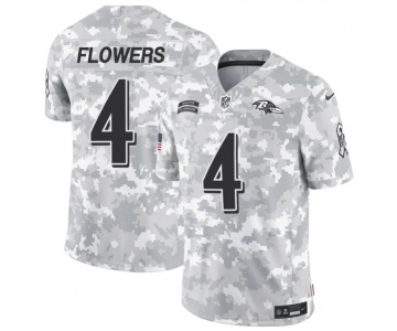 Men's Baltimore Ravens #4 Zay Flowers 2024 F.U.S.E. Arctic Camo Salute to Service Limited Football Stitched Jersey