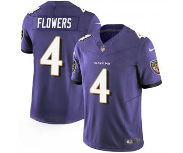 Men's Baltimore Ravens #4 Zay Flowers Purple 2023 F.U.S.E. Vapor Limited Football Stitched Jersey