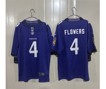 Men's Baltimore Ravens #4 Zay Flowers Purple 2026 Alternate Vapor Limited Football Stitched Jersey