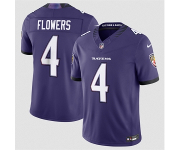 Men's Baltimore Ravens #4 Zay Flowers Purple 2026 F.U.S.E Vapor Stitched Limited Football Jersey