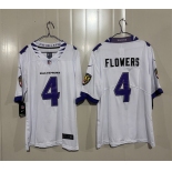 Men's Baltimore Ravens #4 Zay Flowers White 2026 Alternate Vapor Limited Football Stitched Jersey Men's Baltimore Ravens #4 Zay Flowers White 2026 Alternate Vapor Limited Football Stitched Jersey