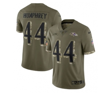 Men's Baltimore Ravens #44 Marlon Humphrey 2022 Olive Salute To Service Limited Stitched Jersey