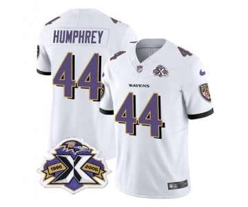 Men's Baltimore Ravens #44 Marlon Humphrey White 2023 F.U.S.E With Patch Throwback Vapor Limited Stitched Jersey