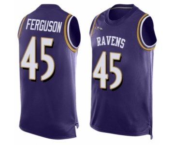 Men's Baltimore Ravens #45 Jaylon Ferguson Limited Purple Player Name & Number Tank Top Football Jersey